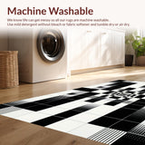 Ultra Soft Area Rug, Non Slip, Stain Resistant, Washable Area Rugs for Living Room, Bedroom, Chic Geometric Contrast Design(Black)