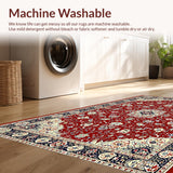 Ultra Soft Area Rug, Non Slip, Stain Resistant, Washable Area Rugs for Living Room, Bedroom, Vibrant Geometric Blossom Arrangement(Red)