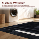 Ultra Soft Area Rug, Non Slip, Stain Resistant, Washable Area Rugs for Living Room, Bedroom, Stylish Geometric Minimalist Aesthetic(Black)