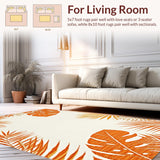 Ultra Soft Area Rug, Non Slip, Stain Resistant, Washable Area Rugs for Living Room, Bedroom, Radiant Outdoor Floral Impression(Orange)