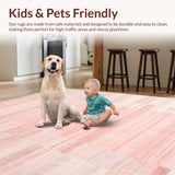 Ultra Soft Area Rug, Non Slip, Stain Resistant, Washable Area Rugs for Living Room, Bedroom, Trendy Minimalist Soft Hue(Pink)