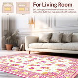 Ultra Soft Area Rug, Non Slip, Stain Resistant, Washable Area Rugs for Living Room, Bedroom, Artistic Modern Floral Arrangement(White)