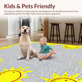 Ultra Soft Area Rug, Non Slip, Stain Resistant, Washable Area Rugs for Living Room, Bedroom, Sunny Cartoon Motif Delight(Yellow)