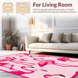 Ultra Soft Area Rug, Non Slip, Stain Resistant, Washable Area Rugs for Living Room, Bedroom, Adorable Youthful Floral Style(Pink)
