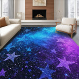 Ultra Soft Area Rug, Non Slip, Stain Resistant, Washable Area Rugs for Living Room, Bedroom, Shaggy Ombre Glitter Star Bedroom Rug(Purple)