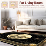 Ultra Soft Area Rug, Non Slip, Stain Resistant, Washable Area Rugs for Living Room, Bedroom, Artful Distressed Medallion Style(Gold)