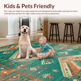 Ultra Soft Area Rug, Non Slip, Stain Resistant, Washable Area Rugs for Living Room, Bedroom, Vibrant Tribal Tapestry Aesthetic(Orange)