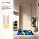 Elegant Symmetrical Linear Motif(Blue)