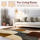 Ultra Soft Area Rug, Non Slip, Stain Resistant, Washable Area Rugs for Living Room, Bedroom, Brown Abstract Area Beige Highlights Chic(Beige)
