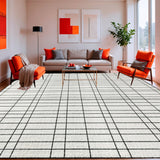 Graphic Balance Striped with Crisp Black Lines and Modern Minimalist(Beige)