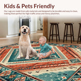 Ultra Soft Area Rug, Non Slip, Stain Resistant, Washable Area Rugs for Living Room, Bedroom, Contemporary Geometric Pattern Fusion(Red)