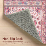 Ultra Soft Area Rug, Non Slip, Stain Resistant, Washable Area Rugs for Living Room, Bedroom, Pastel Pink Antique Artistry(Pink)