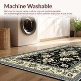 Ultra Soft Area Rug, Non Slip, Stain Resistant, Washable Area Rugs for Living Room, Bedroom, Artistic Black and Cream Fusion(Black)