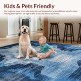 Ultra Soft Area Rug, Non Slip, Stain Resistant, Washable Area Rugs for Living Room, Bedroom, Minimalist Blue and Gray Fusion(Blue)