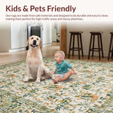 Ultra Soft Area Rug, Non Slip, Stain Resistant, Washable Area Rugs for Living Room, Bedroom, Charming Earthy Floral Motif(Ivory)