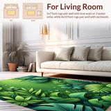 Ultra Soft Area Rug, Non Slip, Stain Resistant, Washable Area Rugs for Living Room, Bedroom, Green Leaf Plush Rug for Tropical Bedroom Decor(Green)