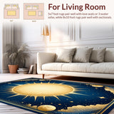 Ultra Soft Area Rug, Non Slip, Stain Resistant, Washable Area Rugs for Living Room, Bedroom, Dreamy Pastel Cosmic Imagery(Gold)