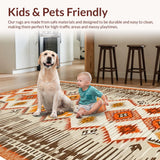 Ultra Soft Area Rug, Non Slip, Stain Resistant, Washable Area Rugs for Living Room, Bedroom, Transitional Colorful Geometric Concept(Beige)