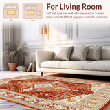 Ultra Soft Area Rug, Non Slip, Stain Resistant, Washable Area Rugs for Living Room, Bedroom, Chic Warm-Hued Decorative Style(Orange)
