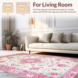 Ultra Soft Area Rug, Non Slip, Stain Resistant, Washable Area Rugs for Living Room, Bedroom, Rustic Soft Floral Texture(White)