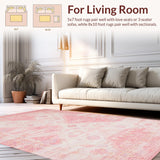 Ultra Soft Area Rug, Non Slip, Stain Resistant, Washable Area Rugs for Living Room, Bedroom, Sweet Whimsical Heart Pattern(Pink)