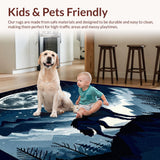 Ultra Soft Area Rug, Non Slip, Stain Resistant, Washable Area Rugs for Living Room, Bedroom, Soft Gray Animal Silhouette Design(Blue)