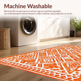 Ultra Soft Area Rug, Non Slip, Stain Resistant, Washable Area Rugs for Living Room, Bedroom, Stylish Abstract Orange Arrangement(Orange)