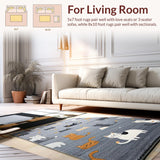Ultra Soft Area Rug, Non Slip, Stain Resistant, Washable Area Rugs for Living Room, Bedroom, Playful Cartoonish Animal Pattern(Gray)