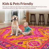 Ultra Soft Area Rug, Non Slip, Stain Resistant, Washable Area Rugs for Living Room, Bedroom, Dynamic Symmetrical Design Elements(Yellow)