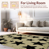 Ultra Soft Area Rug, Non Slip, Stain Resistant, Washable Area Rugs for Living Room, Bedroom, Rustic Stencil Star Entryway Jute Accent Rug(Beige)