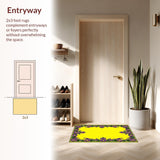 Ultra Soft Area Rug, Non Slip, Stain Resistant, Washable Area Rugs for Living Room, Bedroom, Festive Carnival Mask Aesthetic(Yellow)