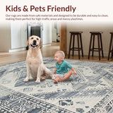 Ultra Soft Area Rug, Non Slip, Stain Resistant, Washable Area Rugs for Living Room, Bedroom, Elegant Geometric Earth Tones(Gray)