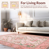 Ultra Soft Area Rug, Non Slip, Stain Resistant, Washable Area Rugs for Living Room, Bedroom, Elegant Pink Rose Embellishments(Pink)
