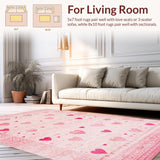 Ultra Soft Area Rug, Non Slip, Stain Resistant, Washable Area Rugs for Living Room, Bedroom, Lovely Soft Curved Silhouette(Pink)