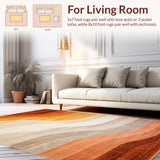Ultra Soft Area Rug, Non Slip, Stain Resistant, Washable Area Rugs for Living Room, Bedroom, Rustic Textured Rainbow Motif(Beige)