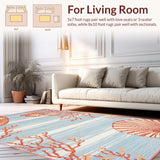 Ultra Soft Area Rug, Non Slip, Stain Resistant, Washable Area Rugs for Living Room, Bedroom, Vibrant Marine Life Textured Surface(Blue)