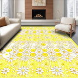 Ultra Soft Area Rug, Non Slip, Stain Resistant, Washable Area Rugs for Living Room, Bedroom, Fresh Floral Accents in Beige(Yellow)