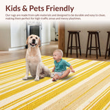 Ultra Soft Area Rug, Non Slip, Stain Resistant, Washable Area Rugs for Living Room, Bedroom, Lively Artisan Crafted Motif(Yellow)
