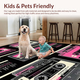 Ultra Soft Area Rug, Non Slip, Stain Resistant, Washable Area Rugs for Living Room, Bedroom, Charming Retro Rhythmic Design(Pink)