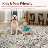 Ultra Soft Area Rug, Non Slip, Stain Resistant, Washable Area Rugs for Living Room, Bedroom, Vintage Taupe Damask Elegance(Beige)