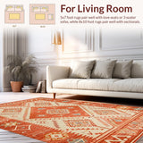 Ultra Soft Area Rug, Non Slip, Stain Resistant, Washable Area Rugs for Living Room, Bedroom, Elegant Vintage Patterned Accent(Red)