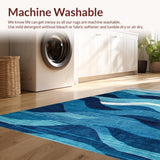 Ultra Soft Area Rug, Non Slip, Stain Resistant, Washable Area Rugs for Living Room, Bedroom, Colorful Coastal Abstract Waves(Blue)