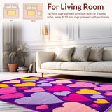 Ultra Soft Area Rug, Non Slip, Stain Resistant, Washable Area Rugs for Living Room, Bedroom, Joyful Heartfelt Decorative Accent(Purple)