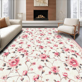 Ultra Soft Area Rug, Non Slip, Stain Resistant, Washable Area Rugs for Living Room, Bedroom, Playful Soft Circular Blossom Design(Beige)
