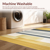 Ultra Soft Area Rug, Non Slip, Stain Resistant, Washable Area Rugs for Living Room, Bedroom, Sleek Modern Geometric Fusion(Gold)