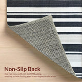 Ultra Soft Area Rug, Non Slip, Stain Resistant, Washable Area Rugs for Living Room, Bedroom, Contemporary Striped Rug, Versatile Geometric Art(Black)