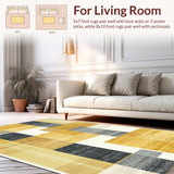 Ultra Soft Area Rug, Non Slip, Stain Resistant, Washable Area Rugs for Living Room, Bedroom, Stylish Contemporary Ogee Patterns(Gold)