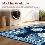Ultra Soft Area Rug, Non Slip, Stain Resistant, Washable Area Rugs for Living Room, Bedroom, Contemporary Multicolor Coastal Motif(Blue)