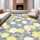 Ultra Soft Area Rug, Non Slip, Stain Resistant, Washable Area Rugs for Living Room, Bedroom, Elegant Soft Tone Blooms(Blue)