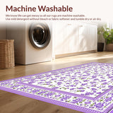 Ultra Soft Area Rug, Non Slip, Stain Resistant, Washable Area Rugs for Living Room, Bedroom, Delicate Nature-Inspired Visuals(Purple)